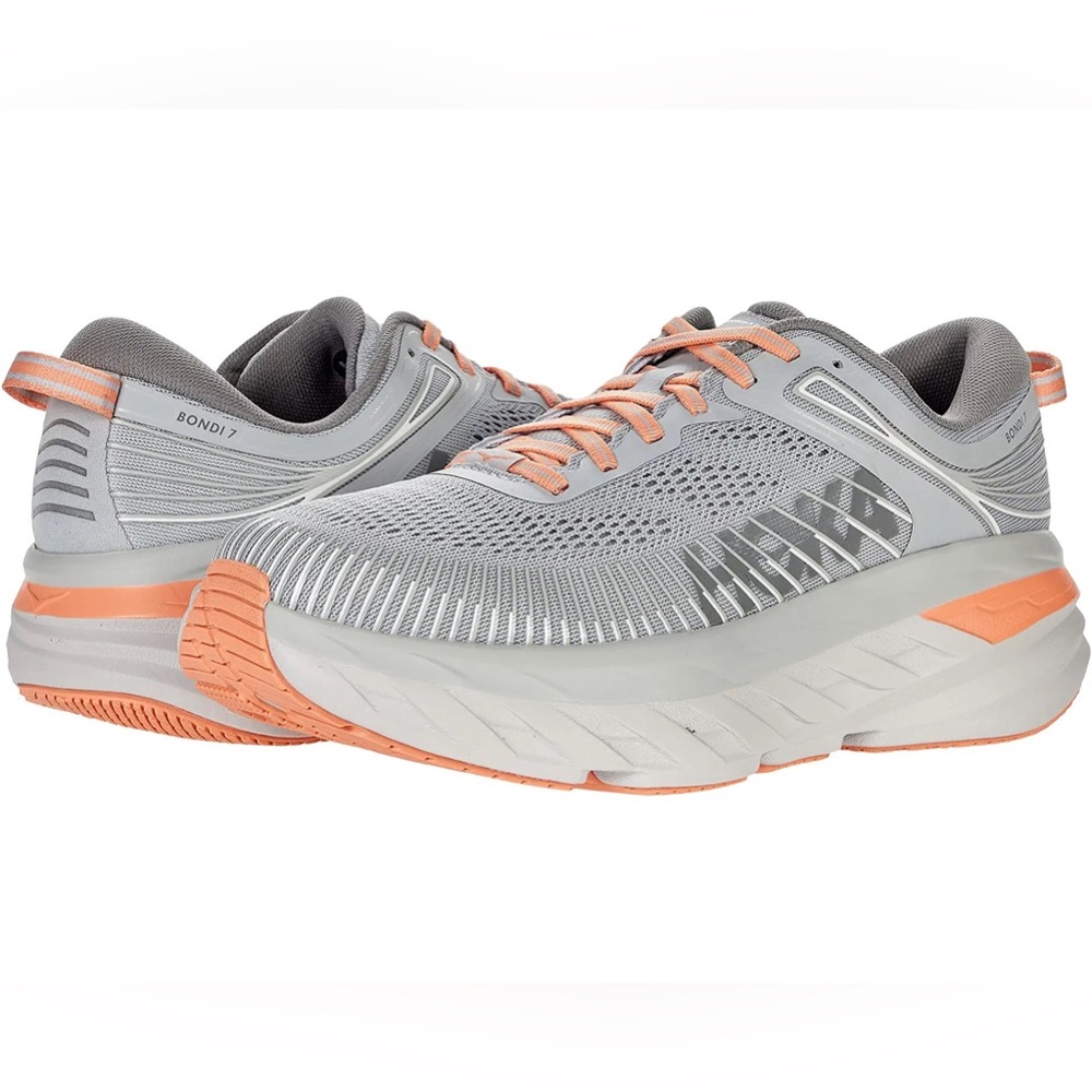 HOKA Sz 8 Bondi 7 Sneakers - EXCELLENT CONDITION - Harbor Mist/Sharkskin 9396276